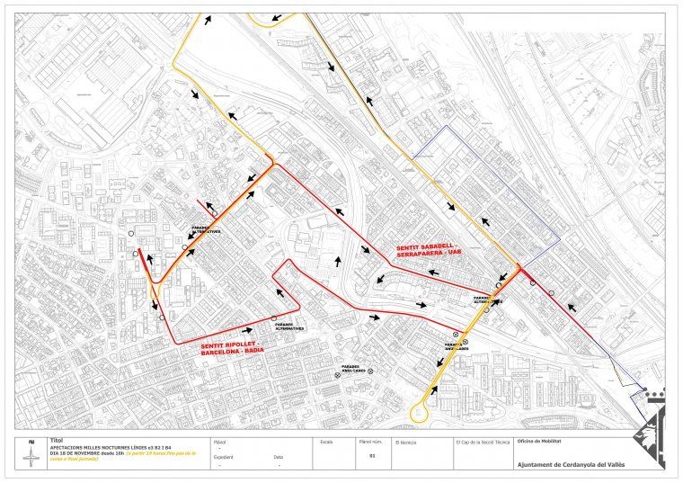 Afectacions de les Milles a l'tinerari de les línies e3, B2 i B4
