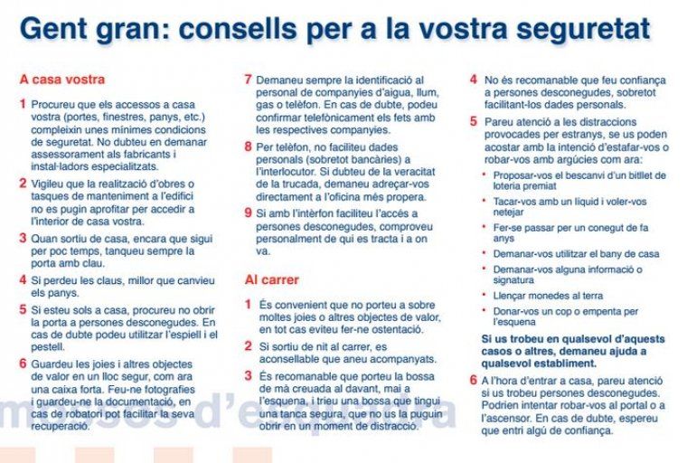 El fet d'estar alerta i fer cas als consells de seguretat pot evitar molts problemes.