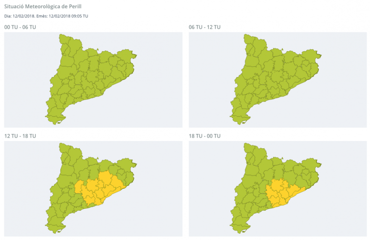 Previsió del Serveu Meteòrologic de Catalunya
