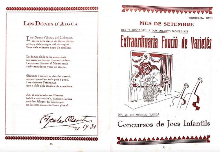 Exemple de fulletó de programació al Gran Casino de Cerdanyola l'any 1931