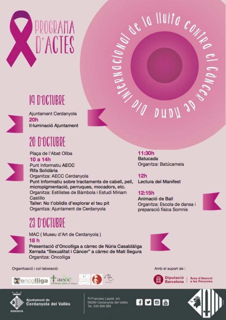 Cartell d'actes del Dia Internacional de la Lluita Contra el Càncer de Mama