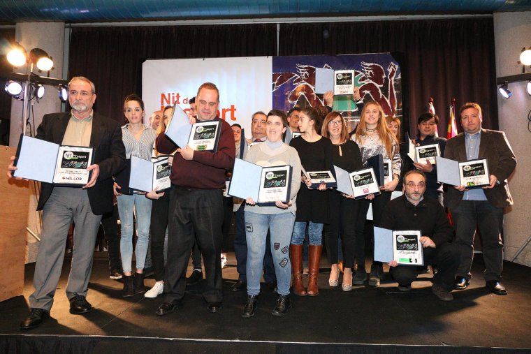 Foto de família dels guanyadors de la Nit de l'Esport de 2018