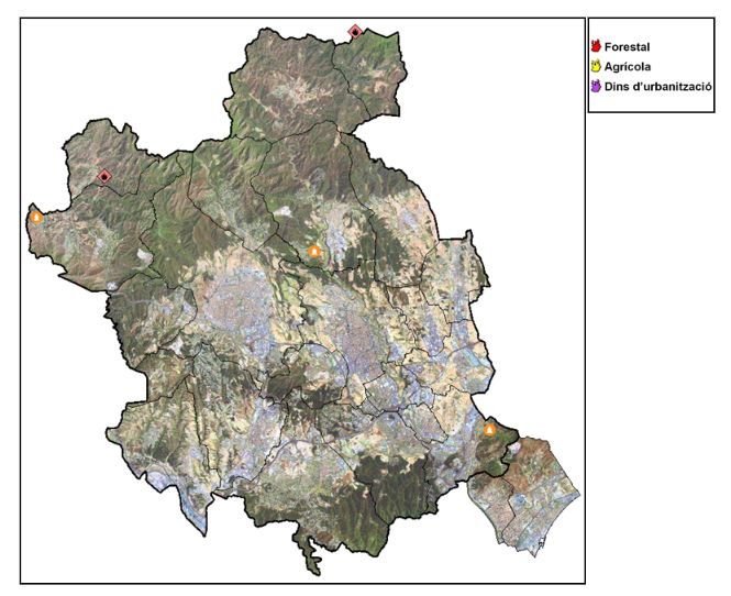 Mapa d'incendis detectas al Vallès Occidental del 15 al 31 de juliol | Pla d’Informació i Vigilància contra incendis forestals (PVI)