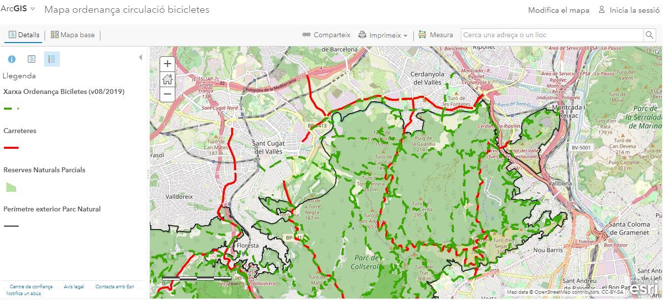 Tots els camins per circular en bicicleta estan recollits al Mapa d’ús ciclista  | Mapa interactiu ArcGis