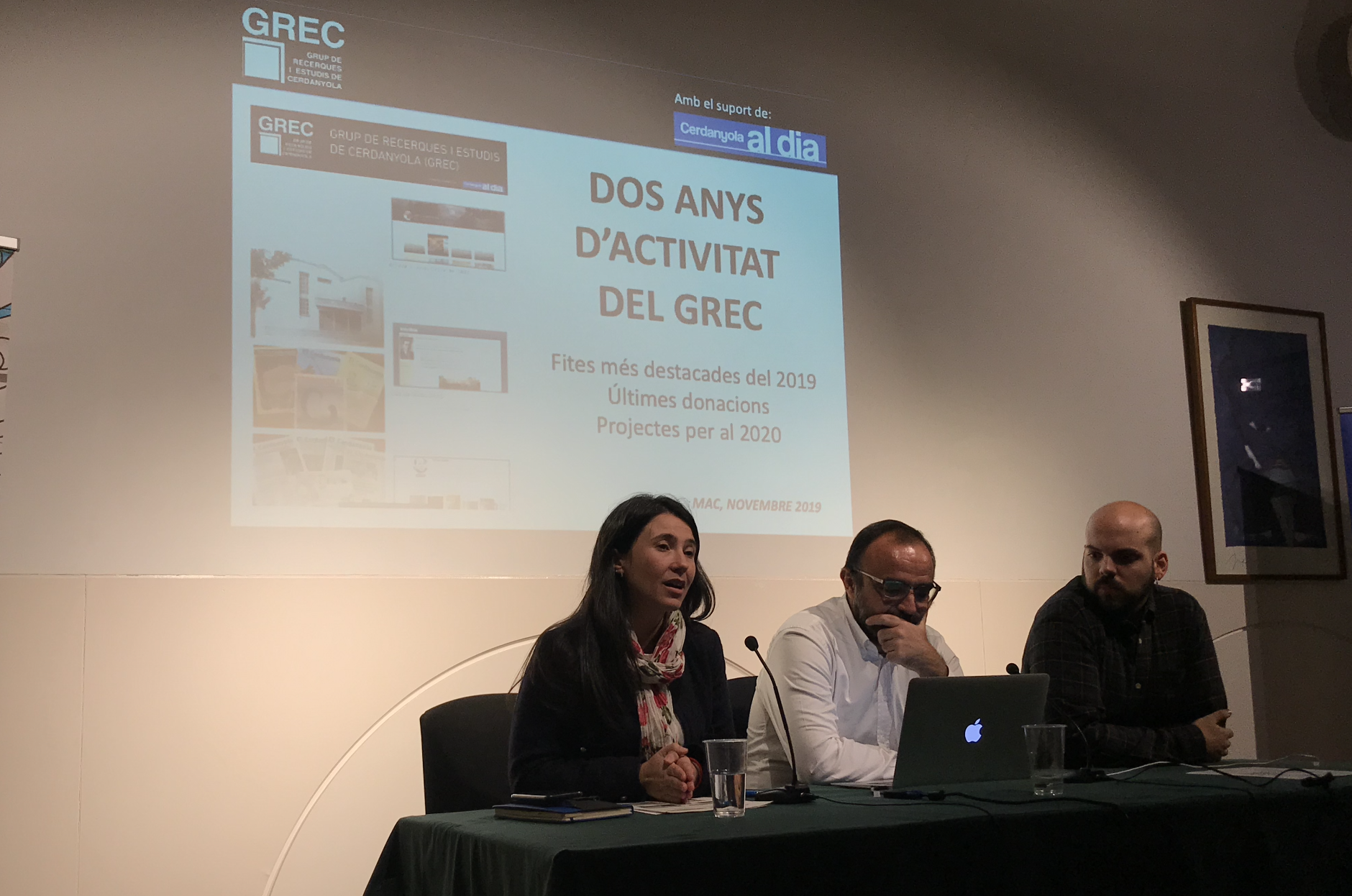 Els membres del GREC durant la presentació