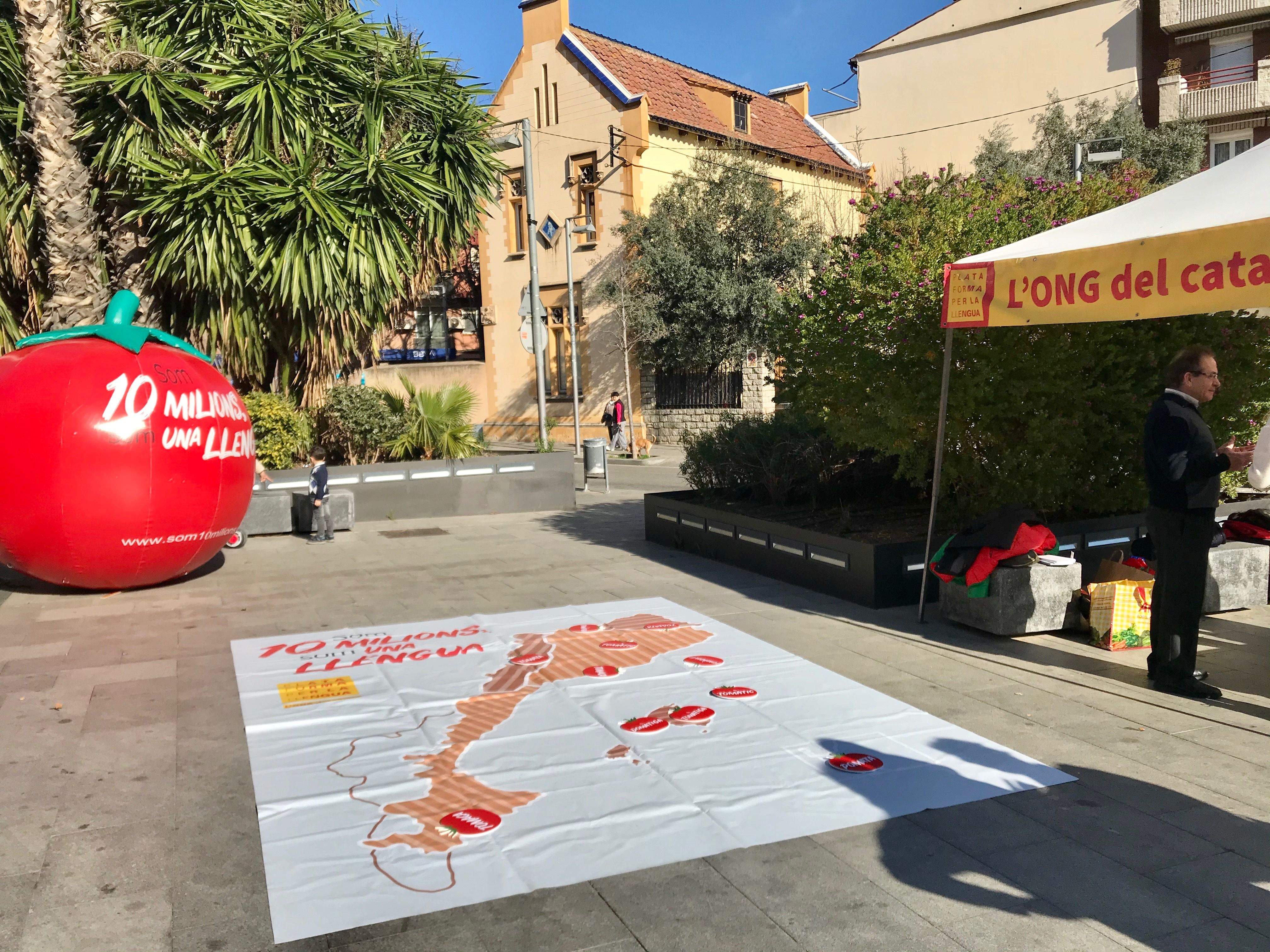El joc del tomàquet a la plaça de l'Abat Oliba El joc del tomàquet a la plaça de l'Abat Oliba