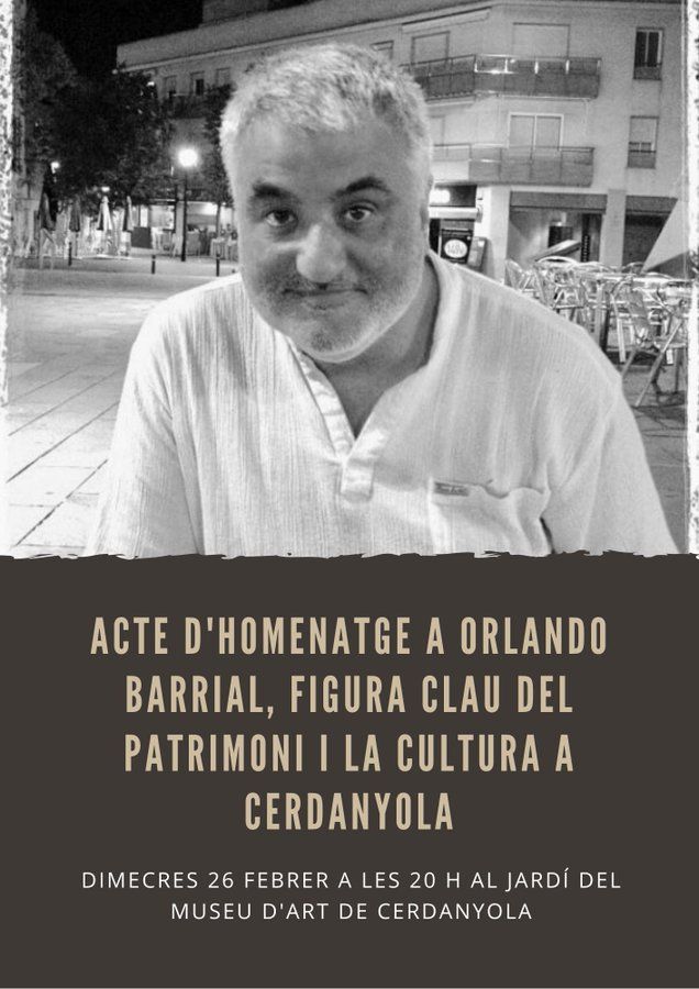 Barrial serà homenatjat el dimecres al jardi del MAC. FOTO: Cedida Barrial serà homenatjat el dimecres al jardi del MAC. FOTO: Cedida