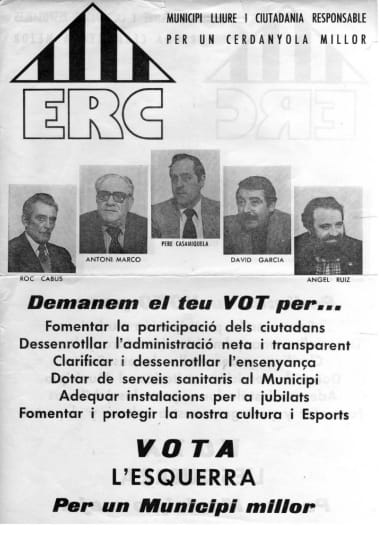 Cartell electoral d'ERC a les eleccions de 1979. FOTO: Cedida per Juan Antonio Hidalgo Cartell electoral d'ERC a les eleccions de 1979. FOTO: Cedida per Juan Antonio Hidalgo