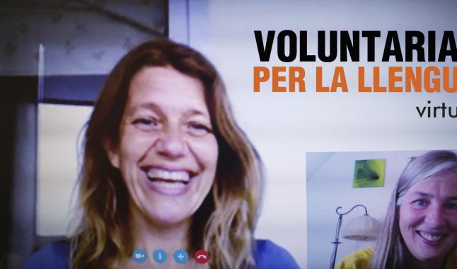 Una parella lingüística en una sessió virtual. FOTO: VxL
