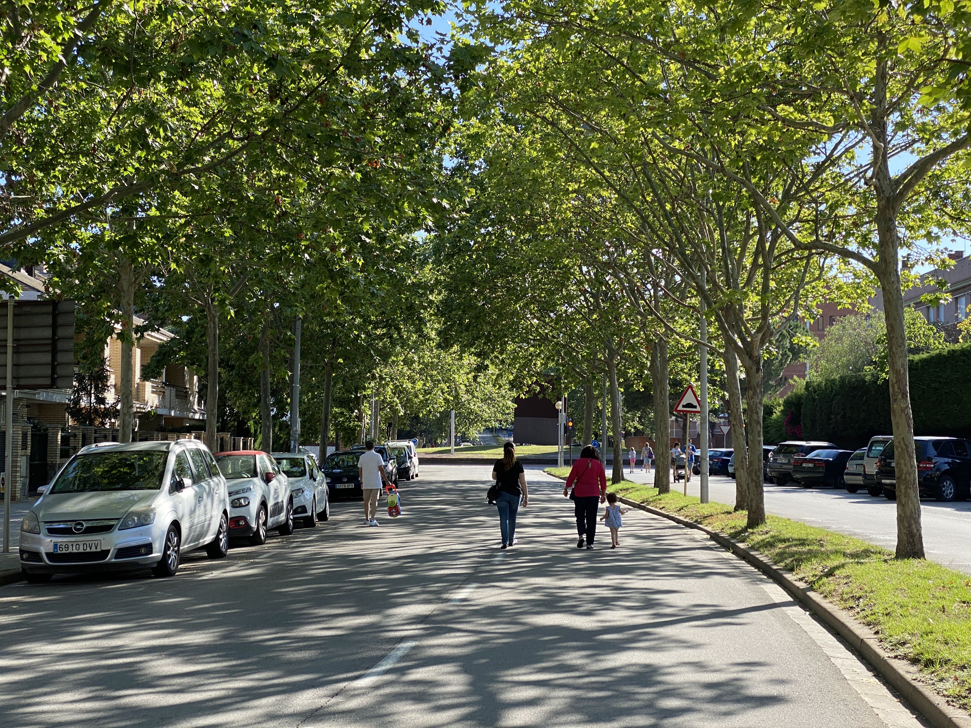 Els vianants caminant per les vies tallades de Cerdanyola