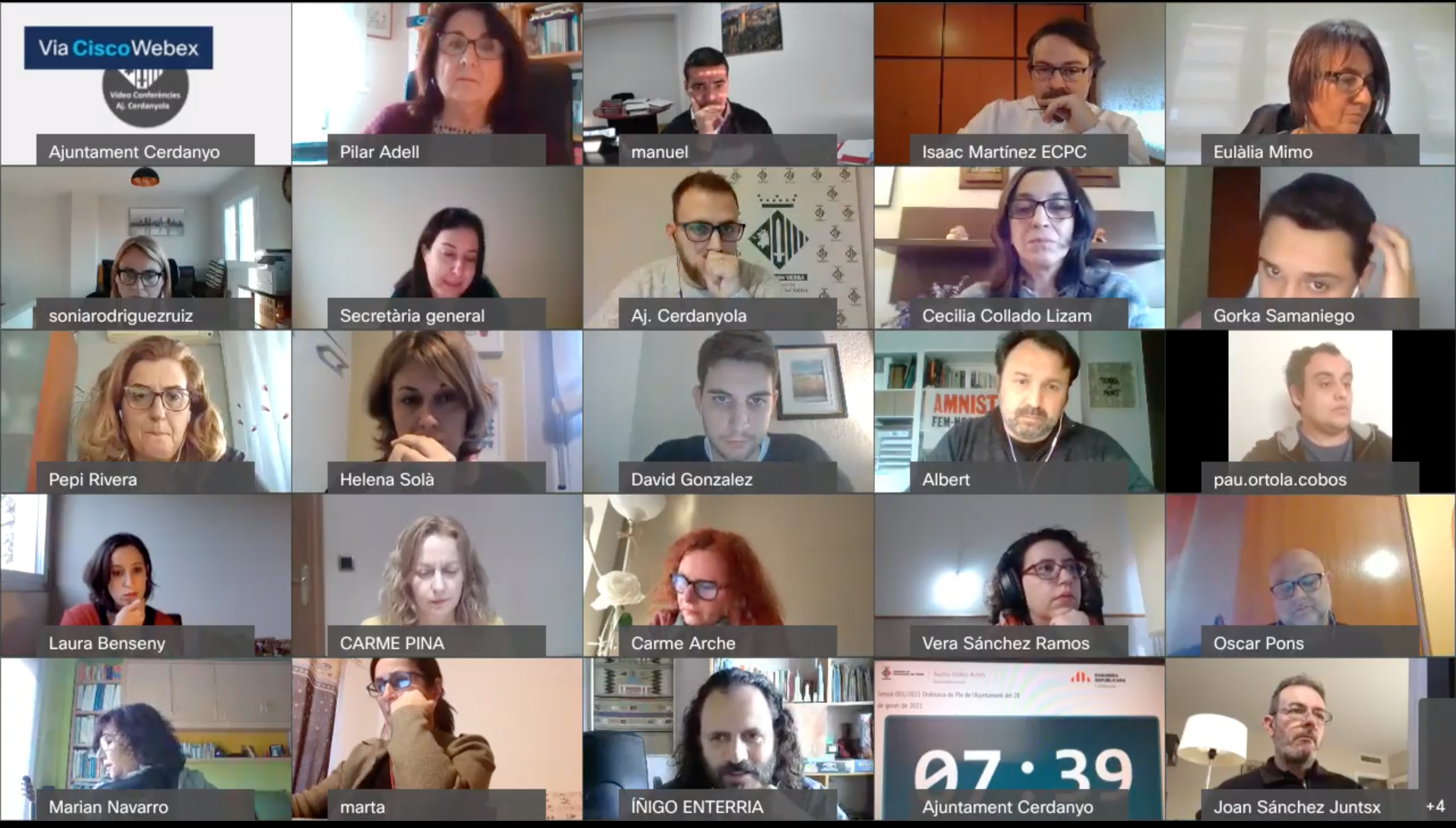 Imatge de la sessió plenaria telemàtica. 