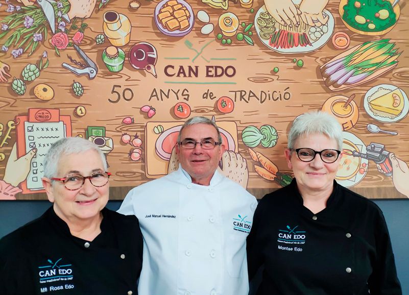 Maria Rosa, José Manuel i Montse Edo. FOTO: Restaurant Can Edo