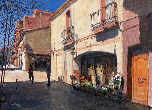 Pintura del Carrer Sant Ramón i la floristeria Casamitjana de Manuel Méndez / Cedida