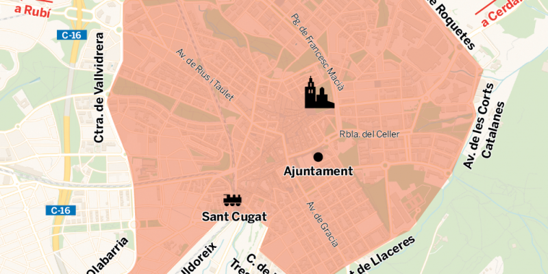 mapa zona baixes emissions sant cugat