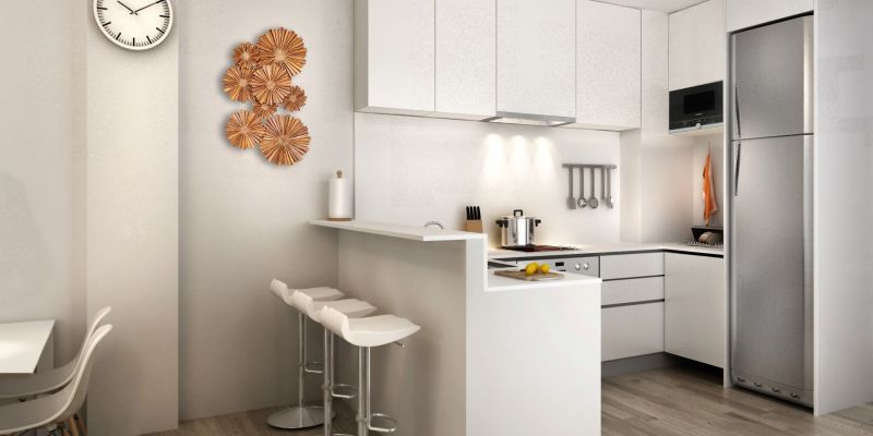Cuina-office de la nova promoció al Passeig de la Riera de Cerdanyola de la immobiliària Gestio Garantia. FOTO: Cedida Cuina-office de la nova promoció al Passeig de la Riera de Cerdanyola de la immobiliària Gestio Garantia. FOTO: Cedida