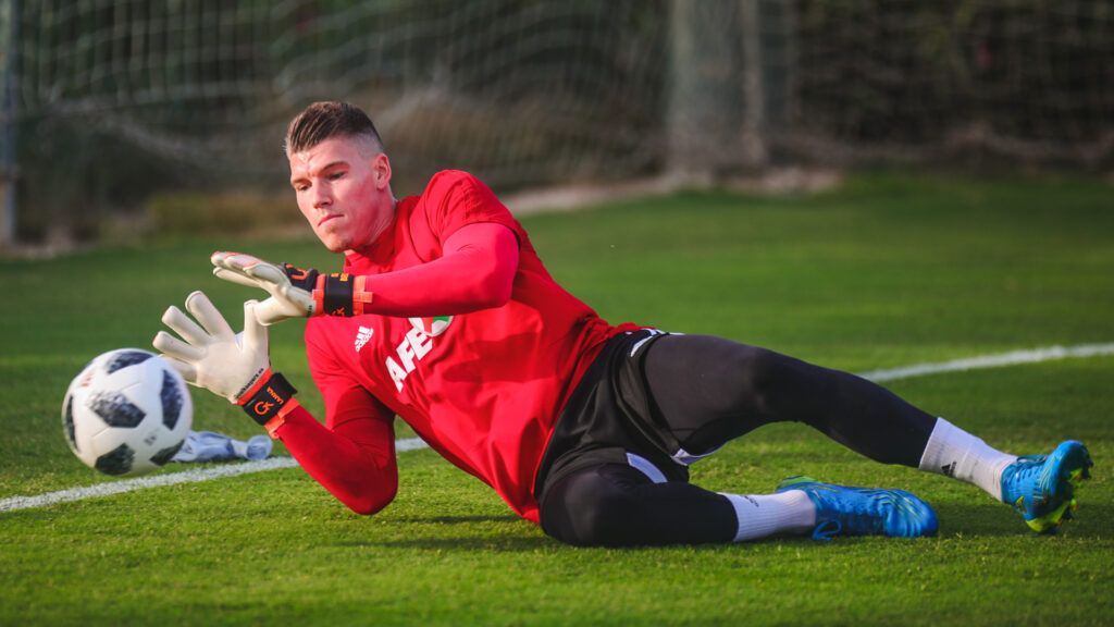 Becerra, durant un entrenament amb l’Asociación de Futbolistas Españoles | AFE