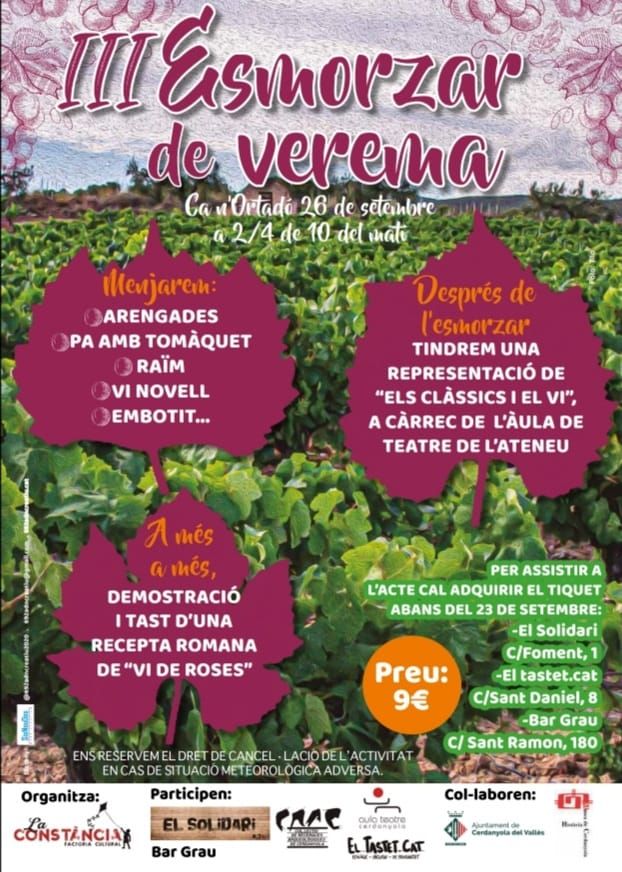 Cartell de l'esmorzar de verema 2021