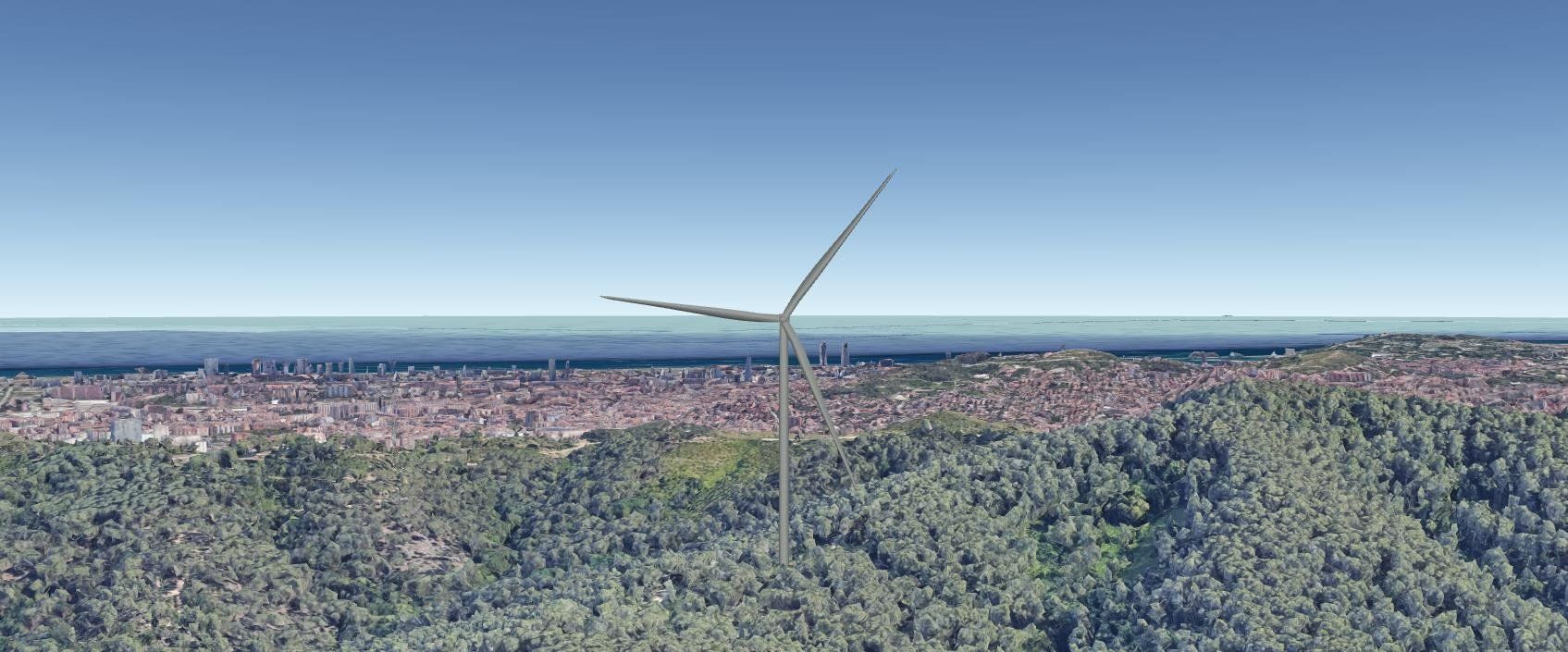 Imatge virtual creada per Viure de l'Aire d'un molí de vent a Collserola FOTO: Cedida