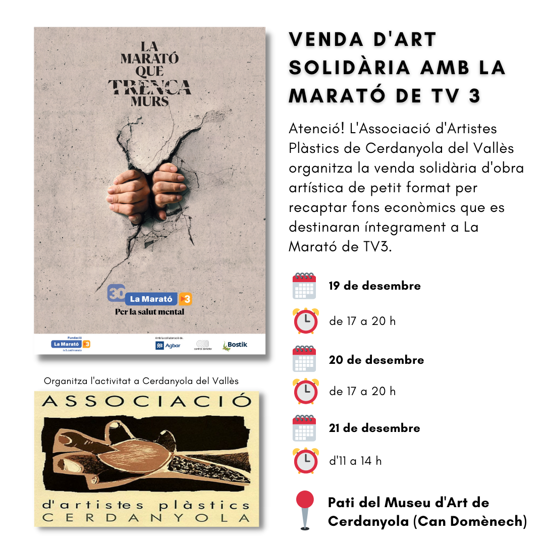 Cartell de la venda d'art solidària amb la Marató de TV3