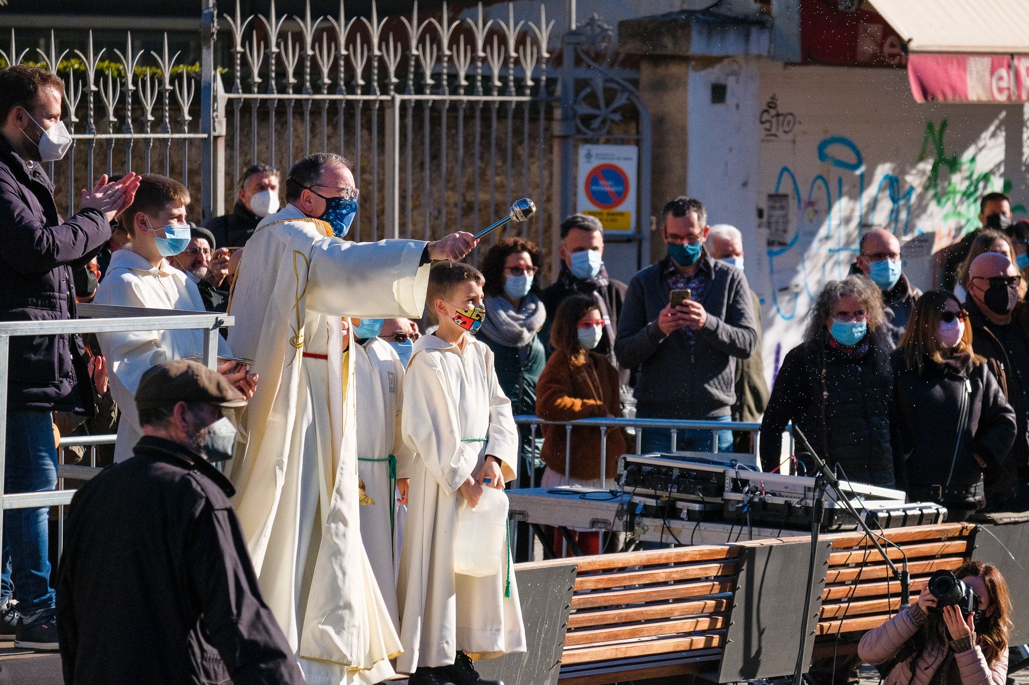 La benedicció dels animals en la passada dels Tres Tombs de 2022. FOTO: Ale Gómez