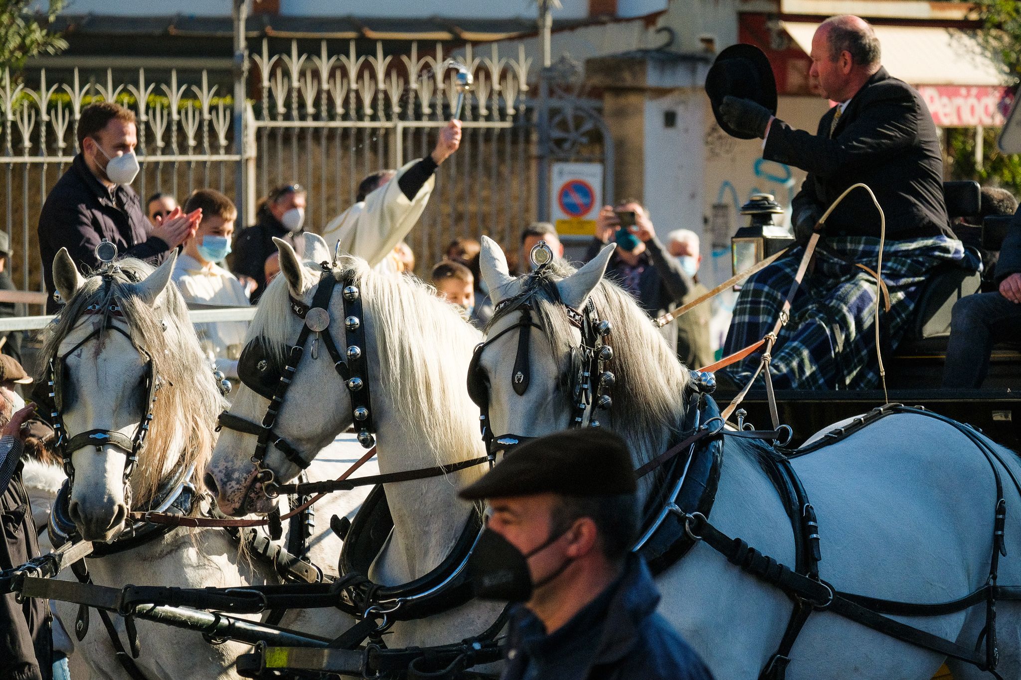 La benedicció dels animals en la passada dels Tres Tombs de 2022. FOTO: Ale Gómez