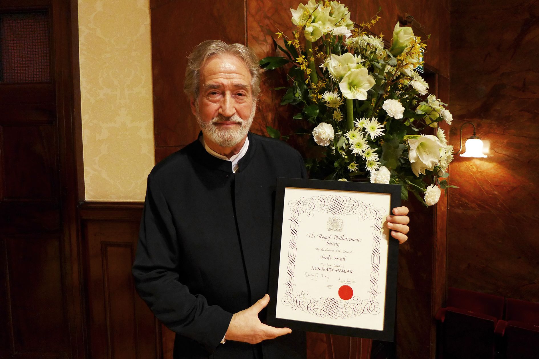 Jordi Savall, guardonat com a Membre d'Honor de la Royal Philharmonic Society. FOTO: ACN