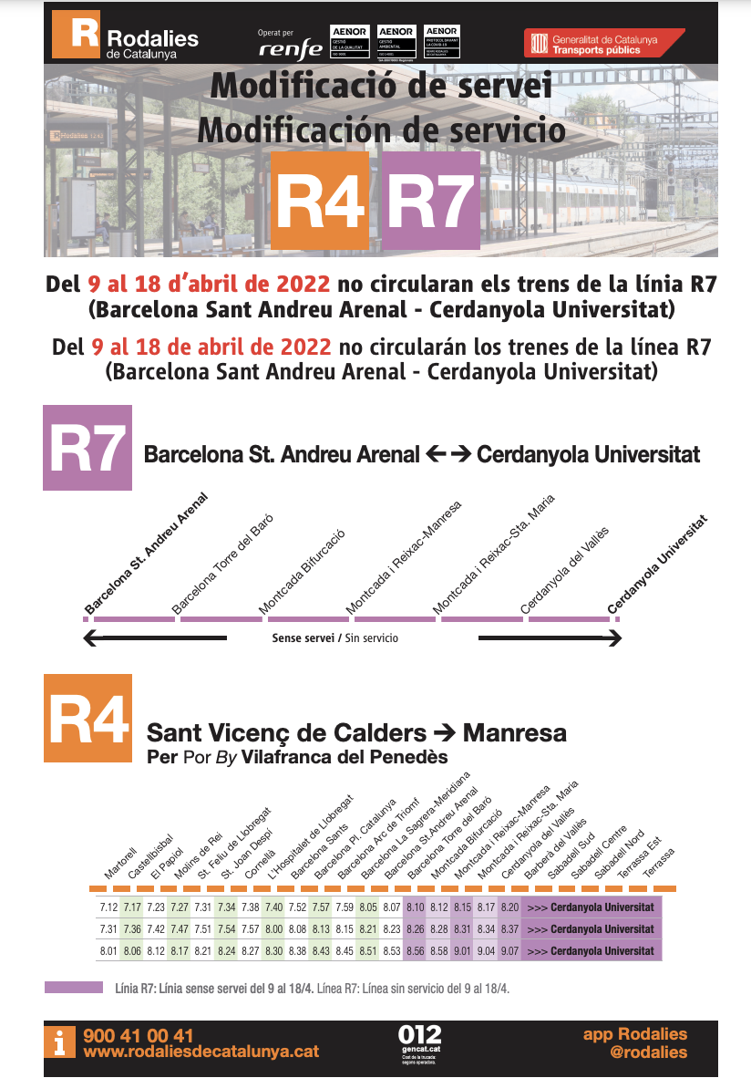 canvi horaris r7 canvi horaris r7