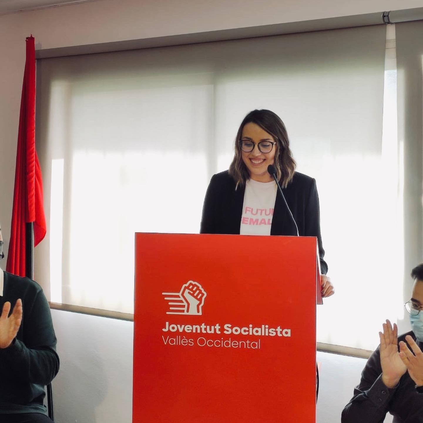 Carolina Sanchis en el seu discurs com a nova primera secretària de les Joventuts Socialistes del Vallès Occidental. FOTO: PSC Carolina Sanchis en el seu discurs com a nova primera secretària de les Joventuts Socialistes del Vallès Occidental. FOTO: PSC