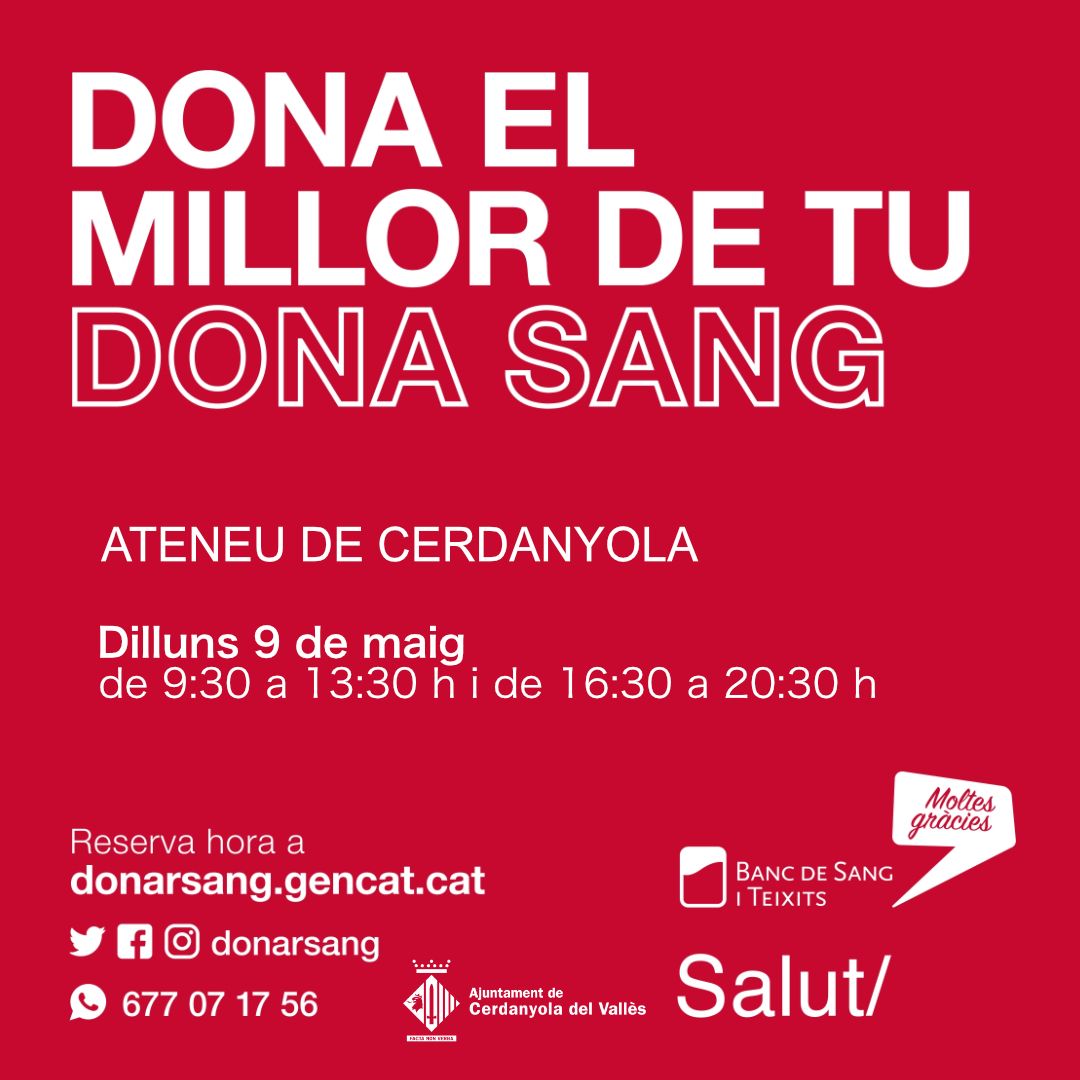 Cartell donacií sang 9 de maig Cartell donacií sang 9 de maig