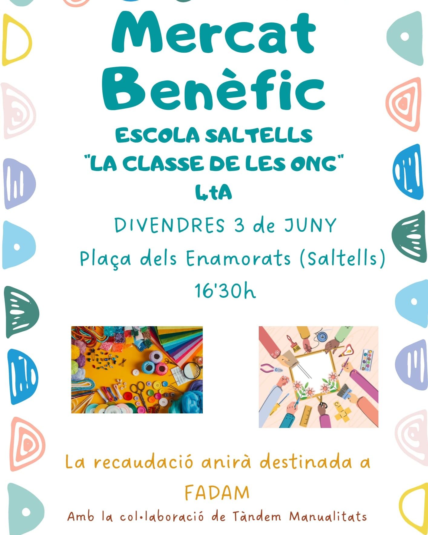 Cartell del mercat benèfic de l'Escola Saltells.