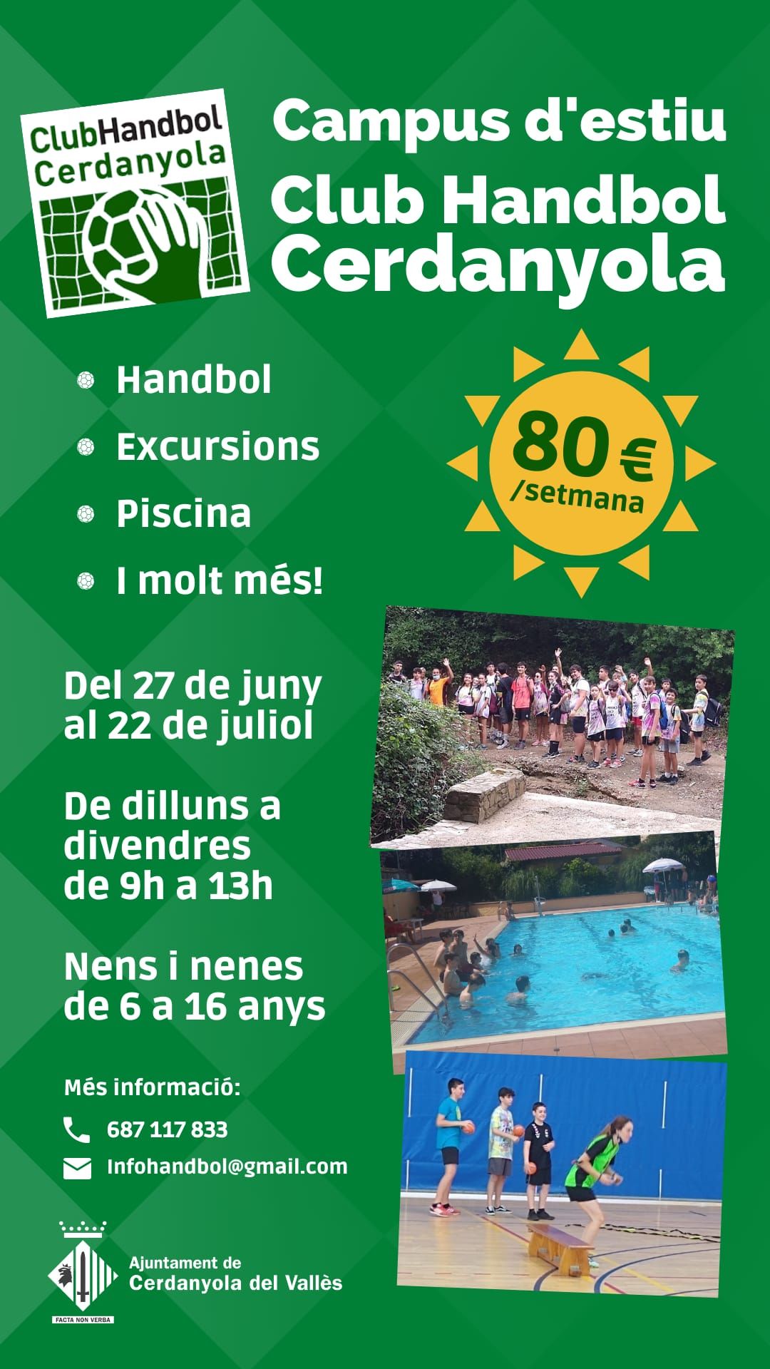 Cartell del campus d'estiu del Club Handbol Cerdanyola. Cartell del campus d'estiu del Club Handbol Cerdanyola.