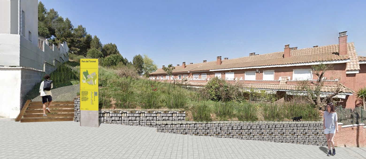 Fotomunttatge de l'accés al Parc del Turonet des del Carrer Pizarro. FOTO: Ajuntament de Cerdanyola