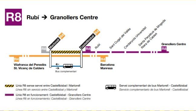 La R8 recupera el servei entre Rubí i Castellbisbal