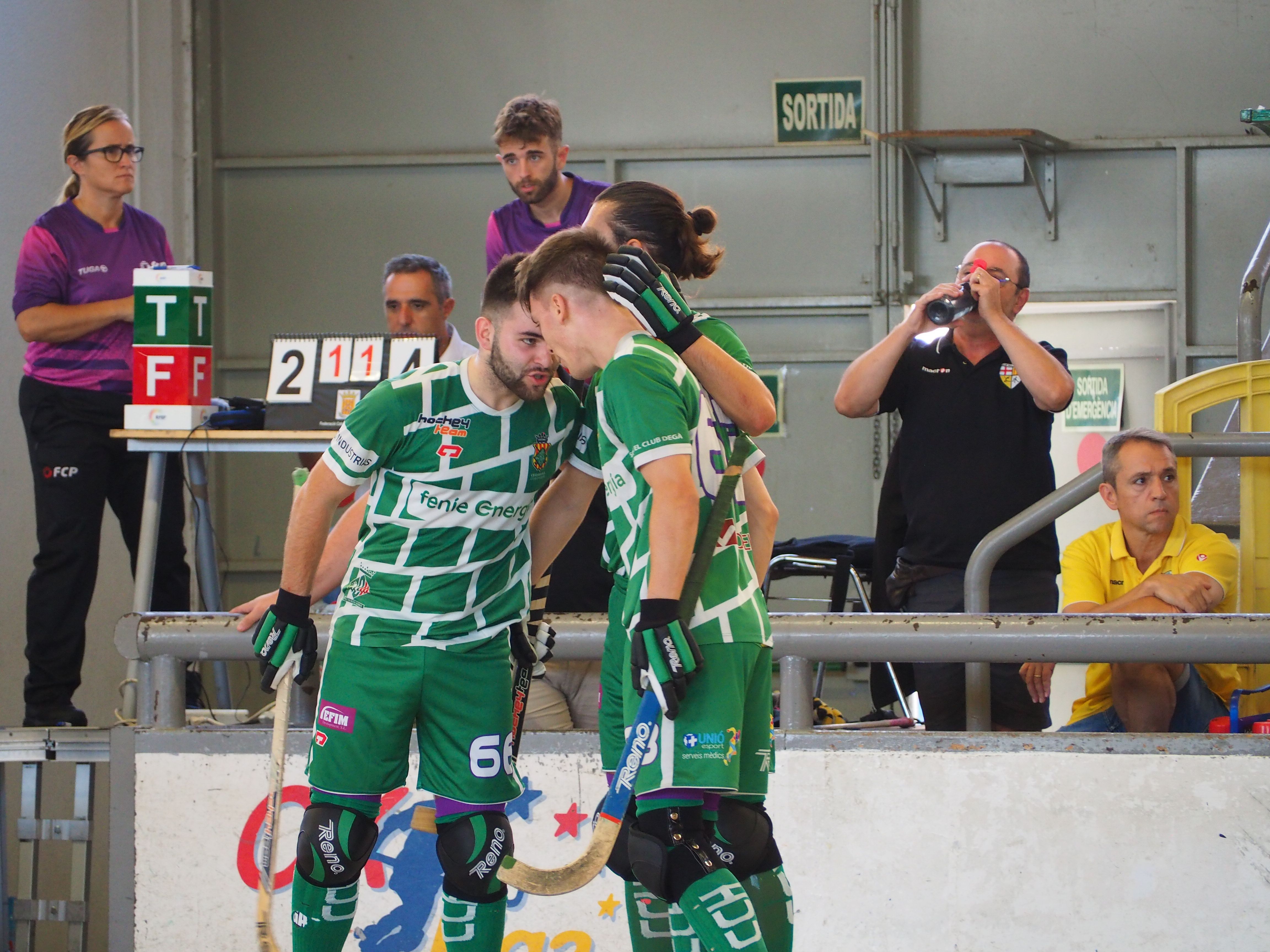 Celebració d'un gol a la final de la Supercopa de Catalunya a Can Xarau. FOTO: Mónica GM