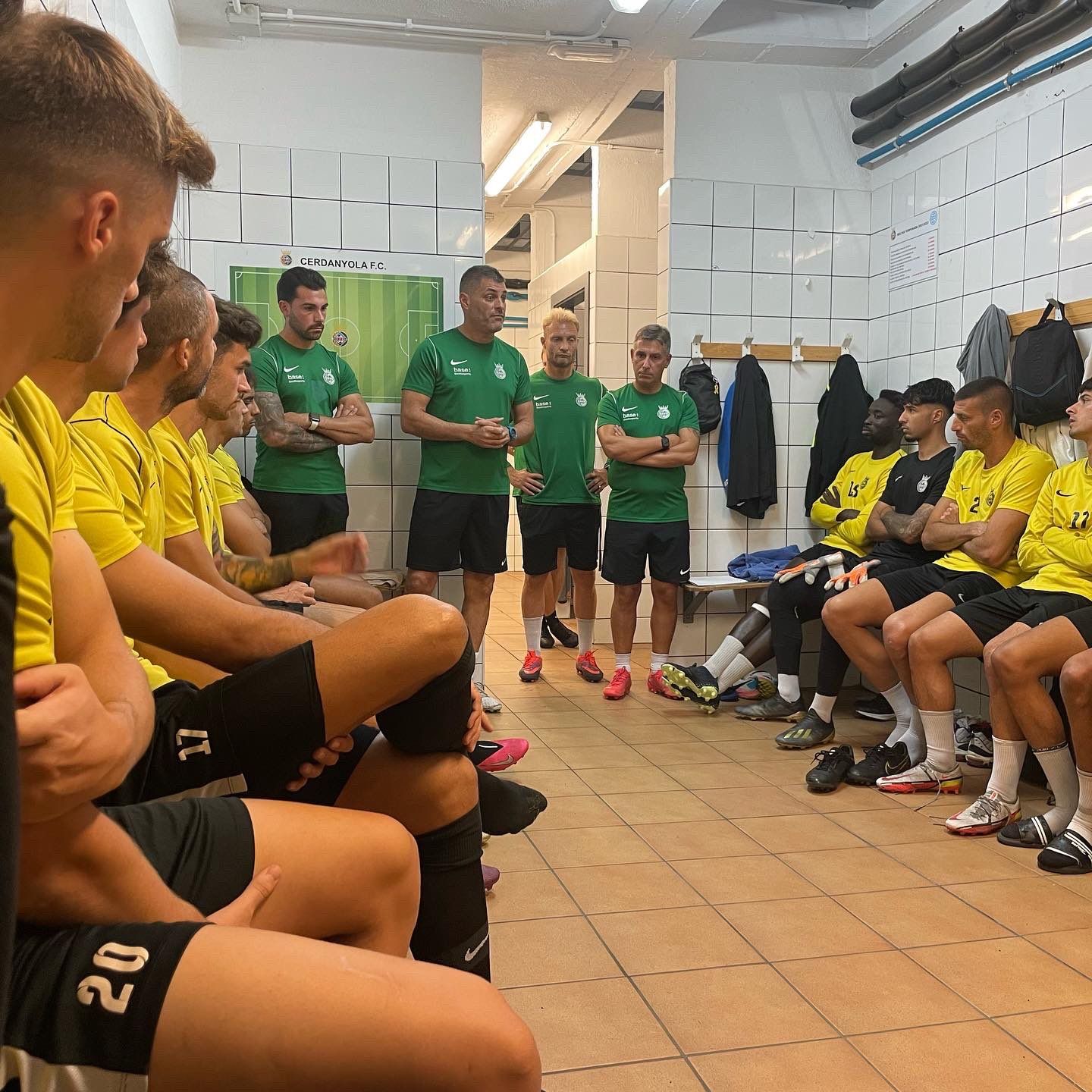 Primer entrenament del nou equip tècnic del Cerdanyola Futbol Club. FOTO: Cerdanyola FC