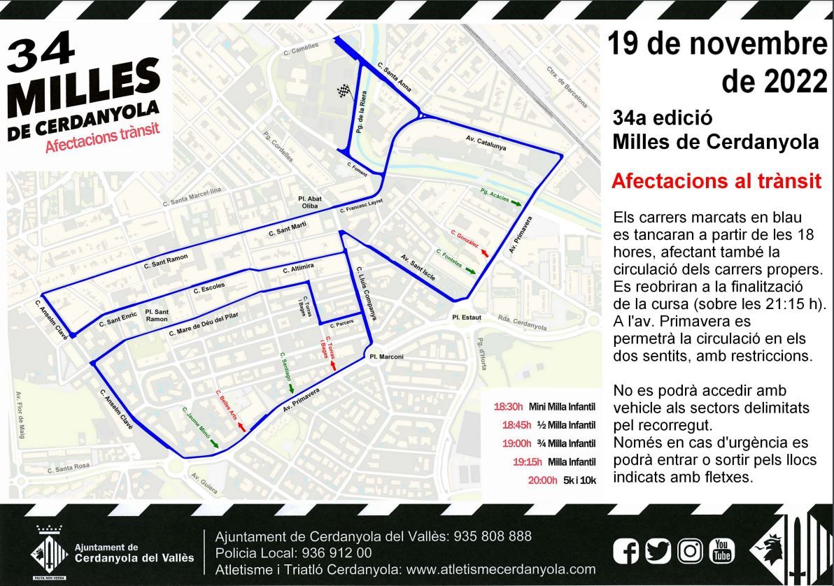 Mapa d'acteacions al tràfic durant les Milles. FOTO: Ajuntament de Cerdanyola