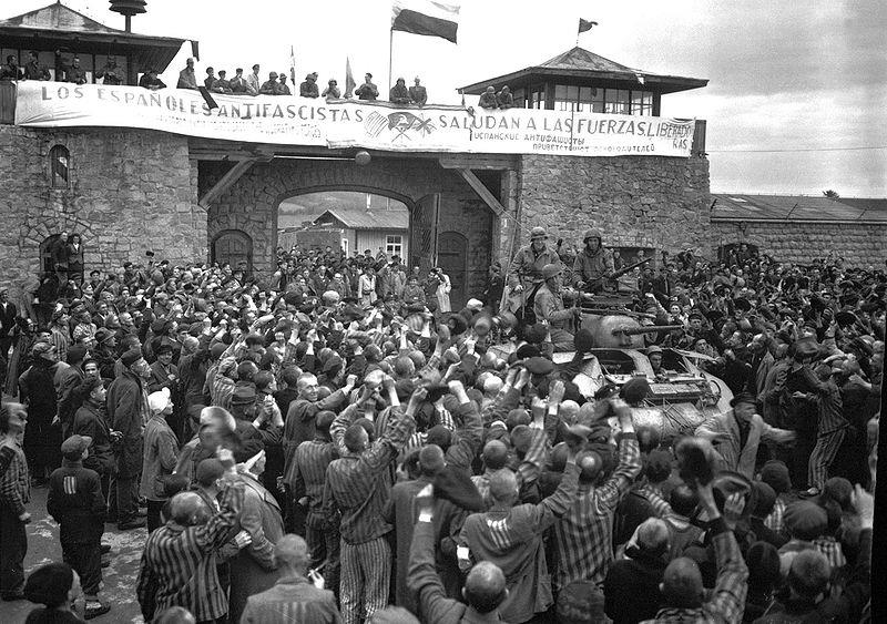 Dia de l'alliberament del camp de concentració de Mauthausen, on hi havia molts presos republicans espanyols. FOTO: Amical Mauthausen