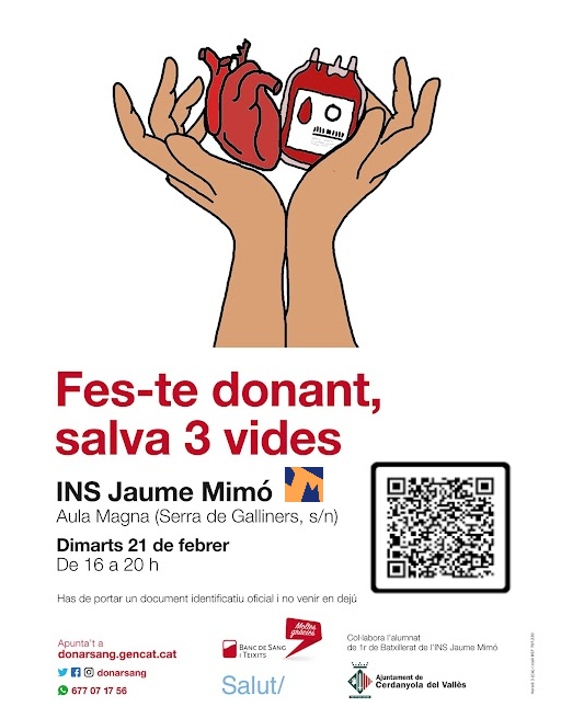 cartell de la jornada de donació de sang cartell de la jornada de donació de sang