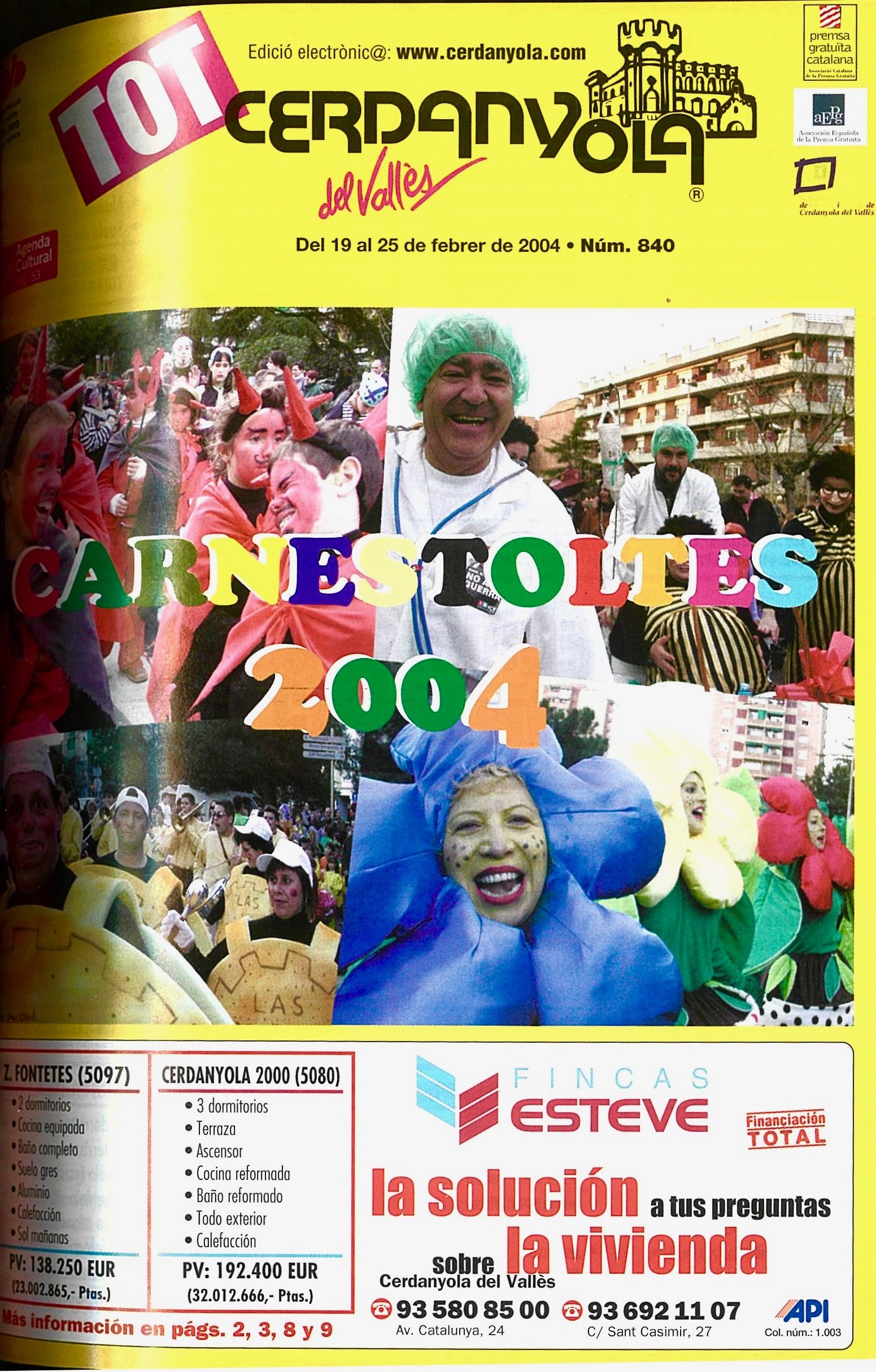 Portada del TOT Cerdanyola del 2004 dedicada al Carnaval. FOTO: Arxiu del TOT