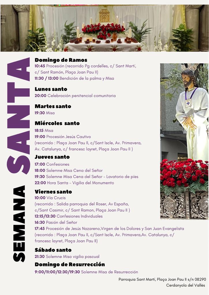 Programa Setmana Santa Parròqiua Sant Martí Programa Setmana Santa Parròqiua Sant Martí