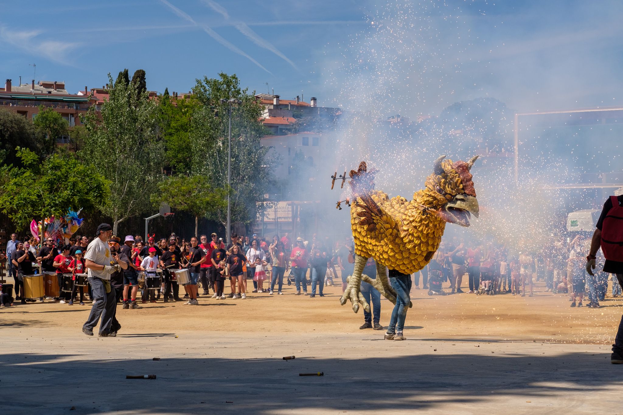 Cercavila de les bèsties de foc al Roser de Maig. FOTO: Ale Gómez