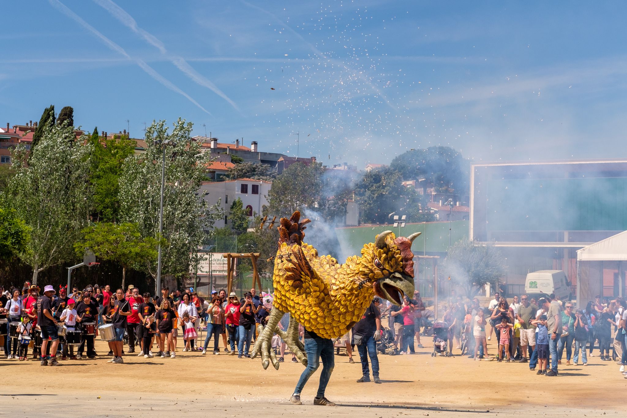 Cercavila de les bèsties de foc al Roser de Maig. FOTO: Ale Gómez