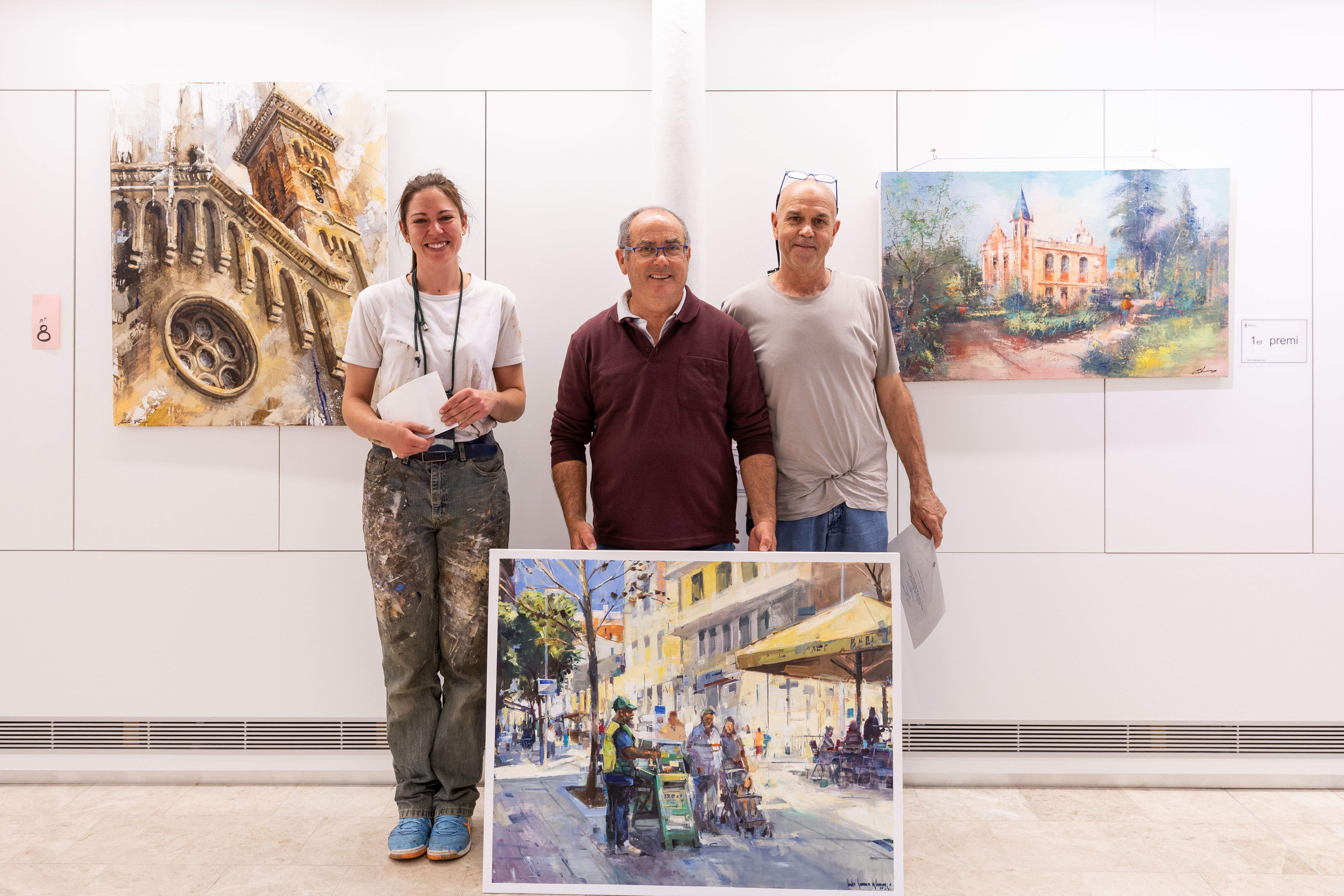 Joan Calveras, Aida Mauri i Julio García han sigut els guanyadors del V Concurs de Pintura Ràpida. FOTO: Ajuntament de Cerdanyola