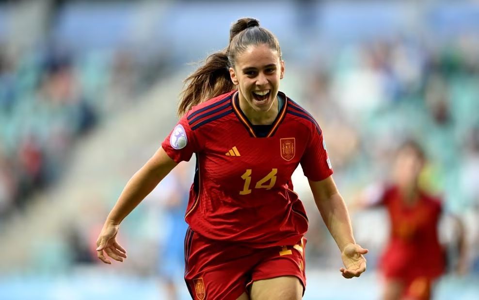 Ainoa Gómez celebrant el gol en la semifinal de l'Eurocopa sub17. FOTO: UEFA Ainoa Gómez celebrant el gol en la semifinal de l'Eurocopa sub17. FOTO: UEFA