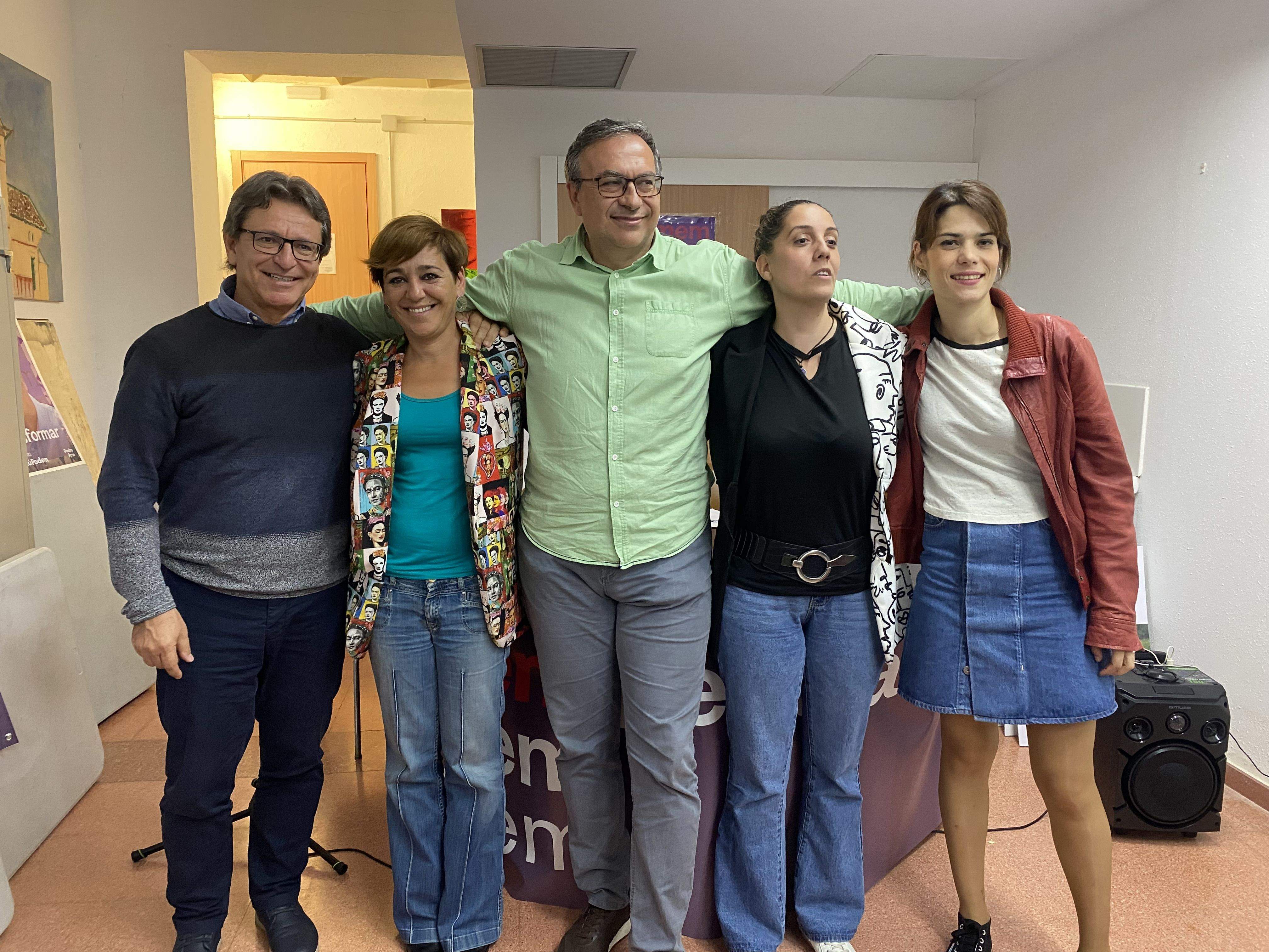 Cayuela, Campos, Arco, Abellán i Serra a l'acte d'En Comú Podem. FOTO: Mónica GM