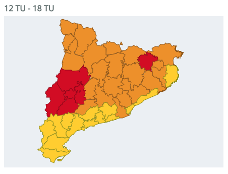 Avís de perill alt per calor al Vallès Occidental. Font: Meteocat