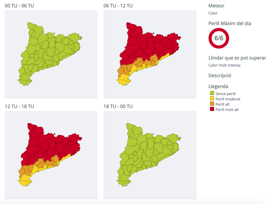 mapa onada calor juliol