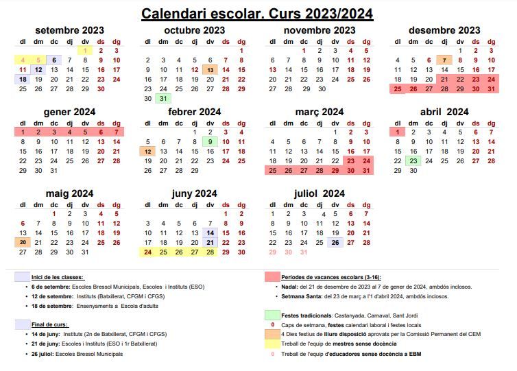 Calendari escolar 2023-24