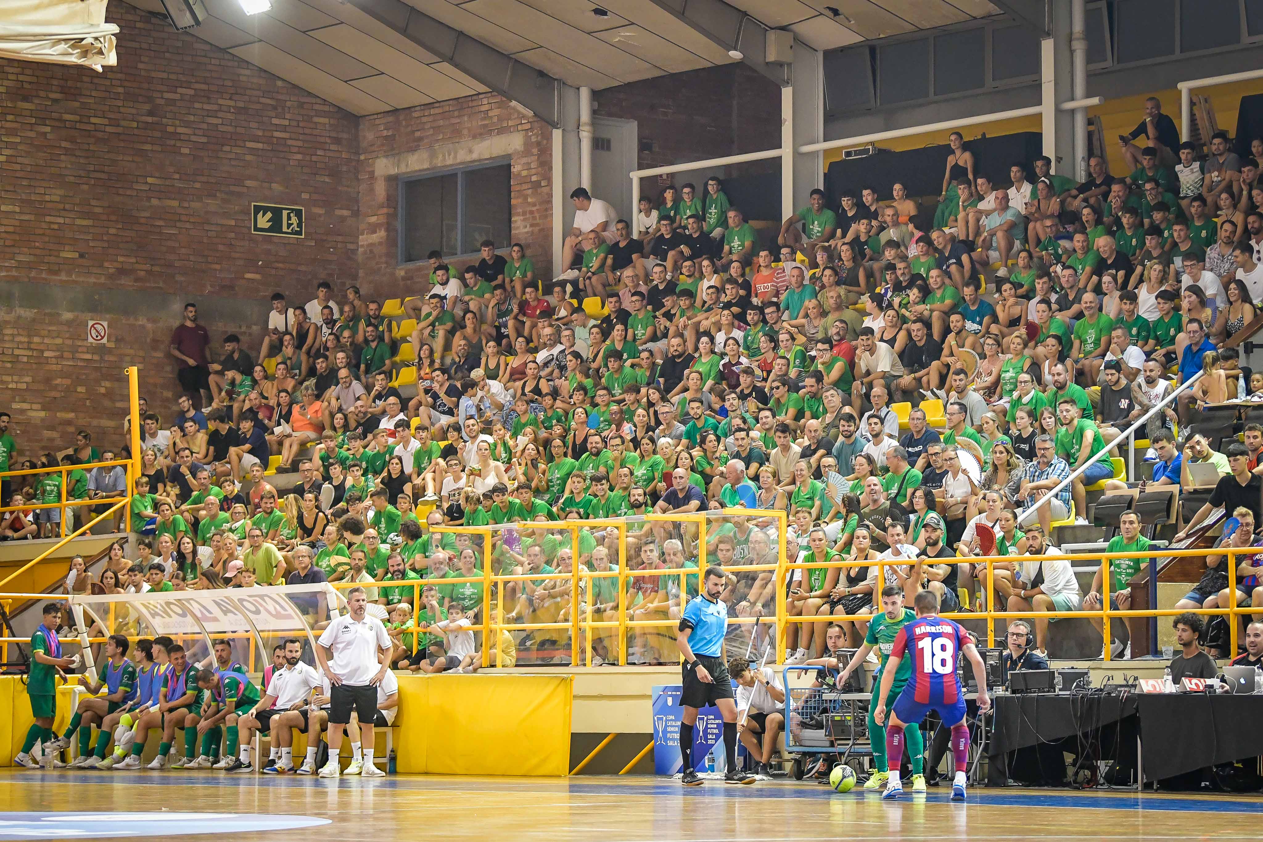 L'afició del Cerdanyola va tenyir de verd les graderies del Pavelló Municipal de Martorell. FOTO: FCF