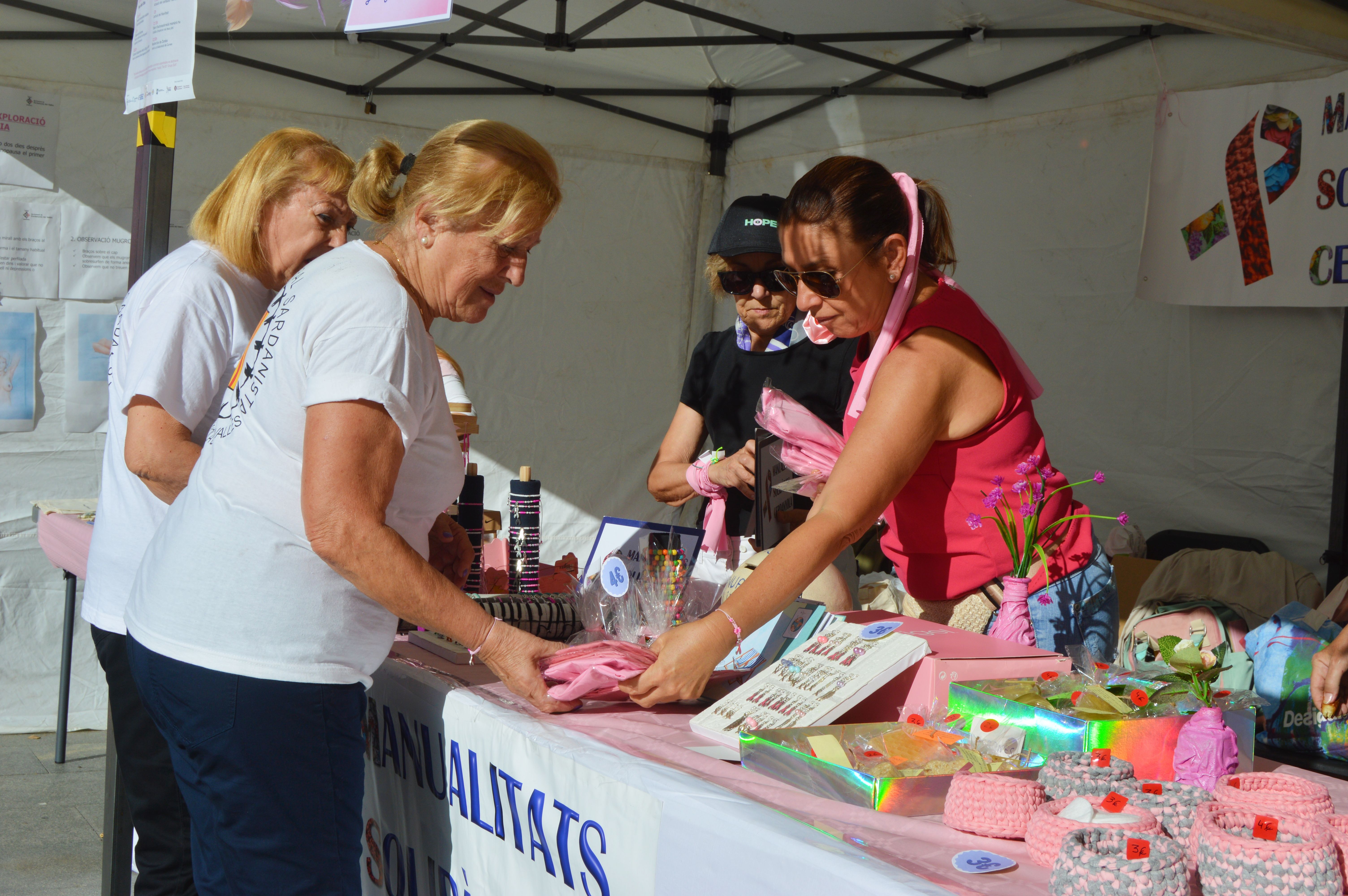 Les imatges de la commemoració contra el càncer de mama a Cerdanyola. FOTO: Nora MO